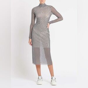 Baum und pferdgarten Jolain Checkered Long Sleeve Midi Dress XS